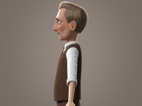 Cartoon Old Man Rigged Modèle 3D