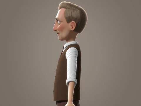 Cartoon Old Man Rigged 3D Model