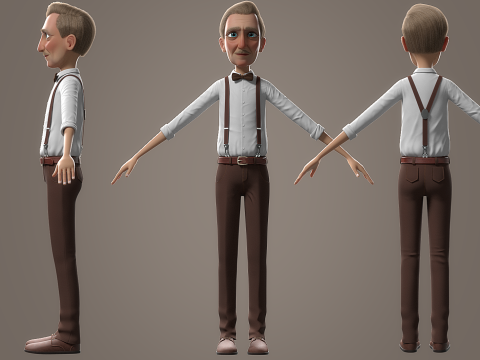 Cartoon Old Man Rigged Modèle 3D