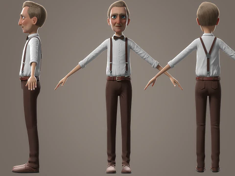 Cartoon Old Man Rigged 3D Model