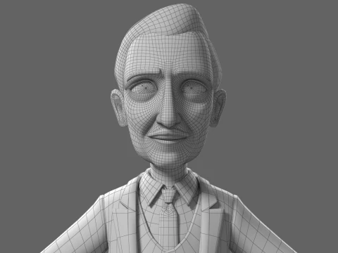 Cartoon Old Man Rigged 3D Model