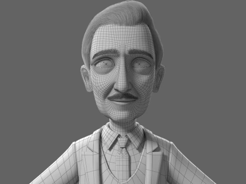 Cartoon Old Man Rigged 3D Model