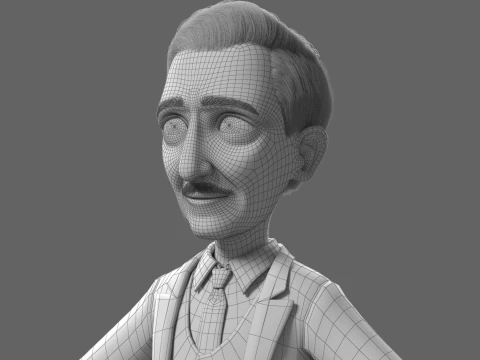 Cartoon Old Man Rigged 3D Model