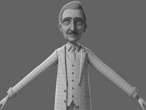 Cartoon Old Man Rigged 3D Model
