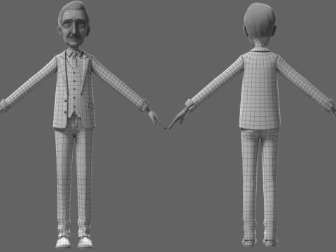 Cartoon Old Man Rigged 3D Model