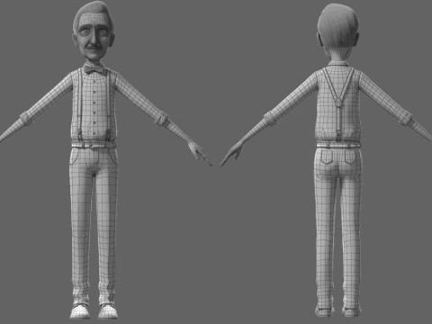 Cartoon Old Man Rigged 3D Model