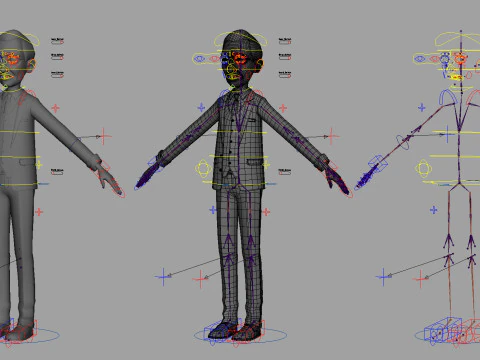 Cartoon Old Man Rigged 3D Model