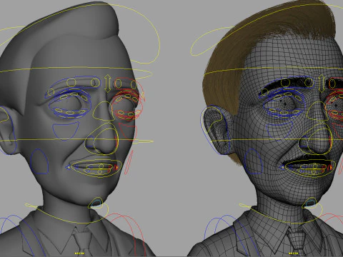 Cartoon Old Man Rigged 3D Model