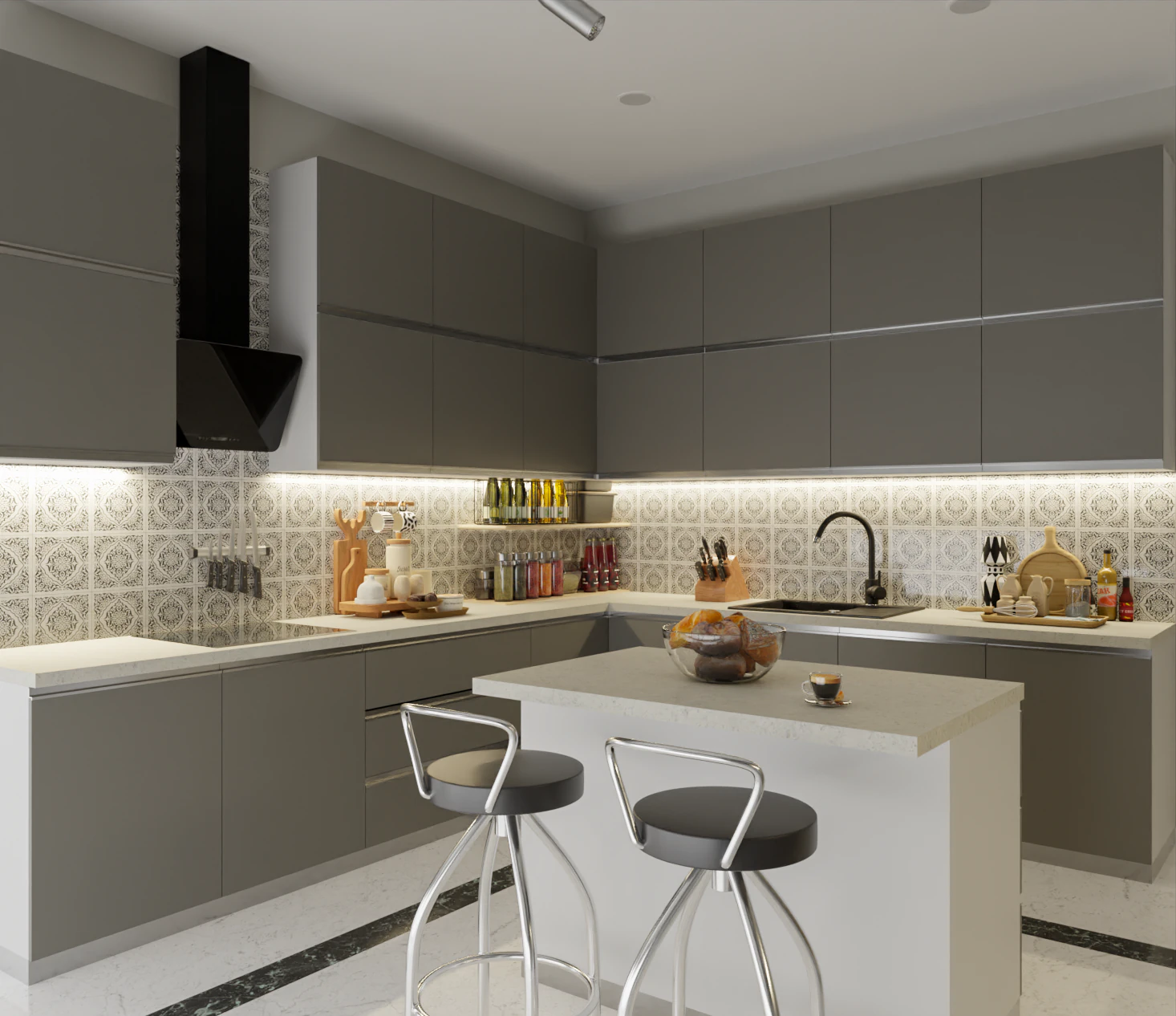 Modern Kitchen 3D Model .c4d .max .obj .3ds .fbx .stl .blend 
