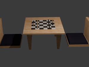SET Chess Table Zen Chairs 3D Model