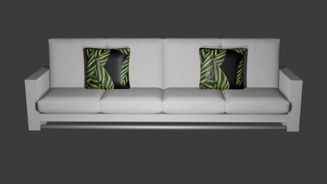 Modern Couch with Tropical Pillows Model 3D .c4d .max .obj .3ds .fbx .stl .blend 