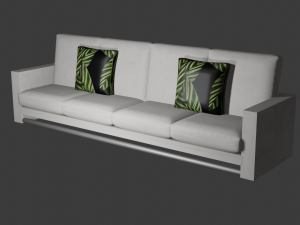 Modern Couch with Tropical Pillows Model 3D