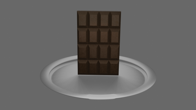 Dark Chocolate Bar with White Plate Modelo 3D .c4d .max .obj .3ds .fbx .stl .blend