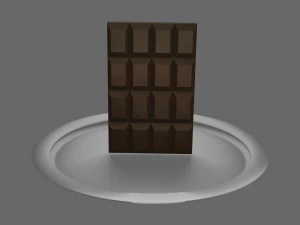 Tavoletta di cioccolato fondente con piatto bianco Modello 3D