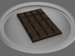 Dark Chocolate Bar with White Plate Modelo 3D