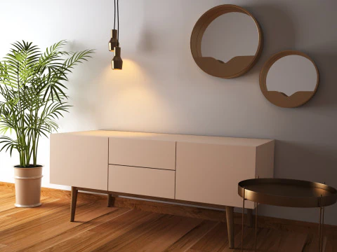 Meuble suspensions table miroir 3D Model
