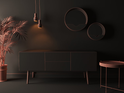 Meuble suspensions table miroir 3D 模型