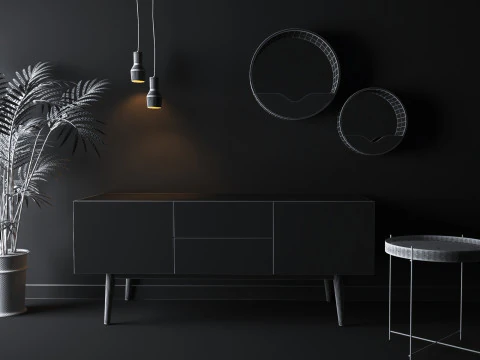 Meuble suspensions table miroir 3D Model