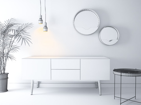Meuble suspensions table miroir 3D 模型