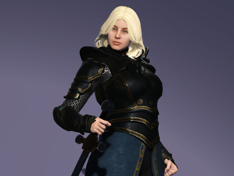 Realistic Female Knight 3D Model