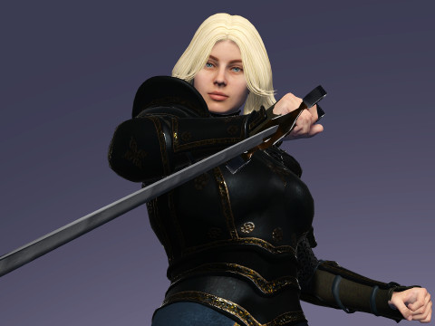 Realistic Female Knight 3D Model
