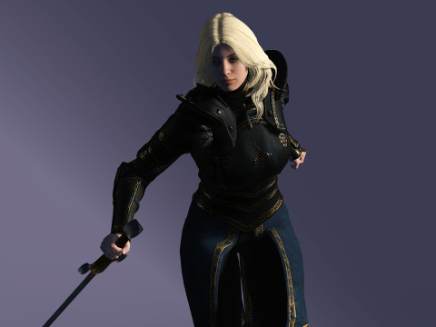 Realistic Female Knight 3D Model