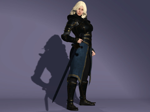 Realistic Female Knight 3D Model
