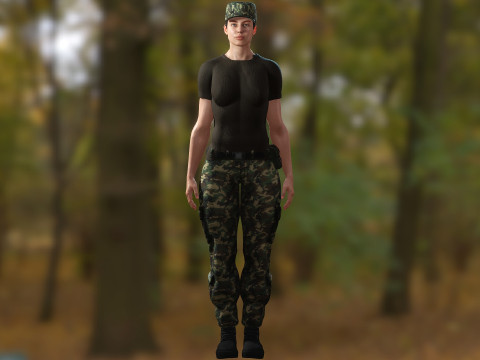 Female Soldier 3D Model