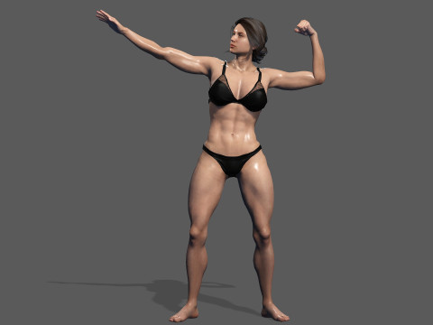 Female Body Builder 3D Model