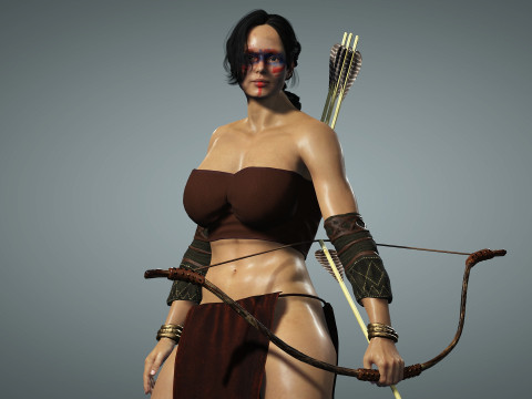 Female Apache Warrior 3D-Modell