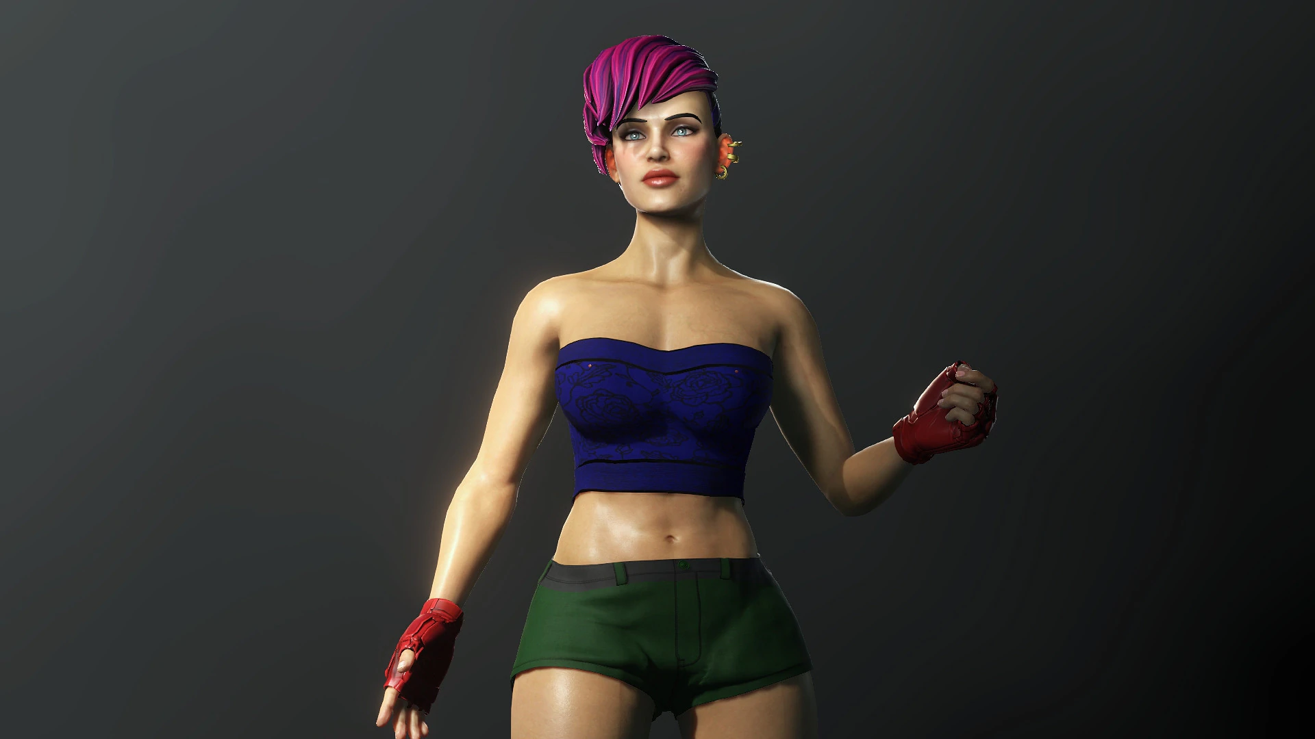 Cartoonish Female Fighter 3D Model .c4d .max .obj .3ds .fbx .stl .blend