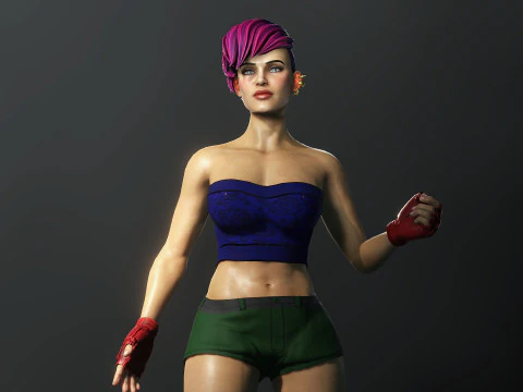 卡通女战士 3D 模型