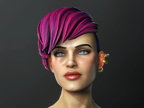 Cartoonish Female Fighter 3D Model