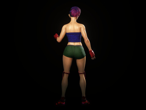Cartoonish Female Fighter Modelo 3D