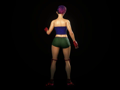 Cartoonish Female Fighter 3D Model