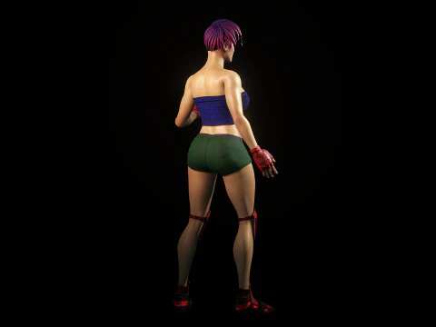 Cartoonish Female Fighter 3D Model