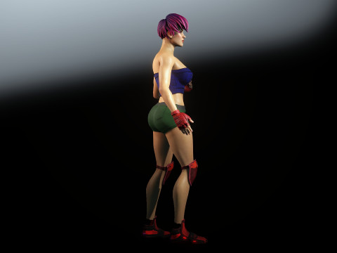 Cartoonish Female Fighter Modelo 3D