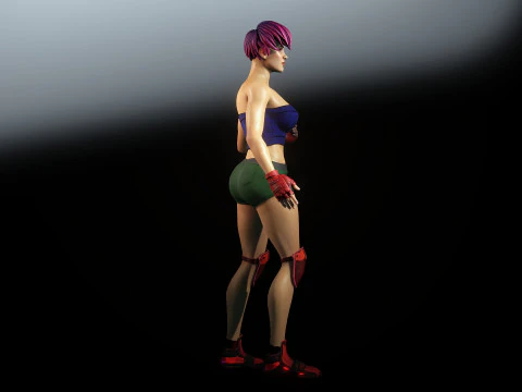Cartoonish Female Fighter 3D Model
