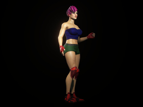 Cartoonish Female Fighter Modelo 3D