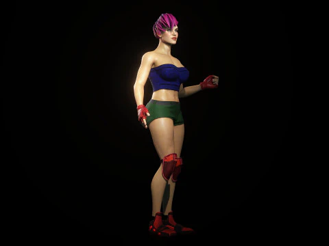 Cartoonish Female Fighter 3D Model