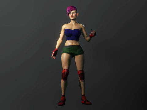 Cartoonish Female Fighter Modelo 3D