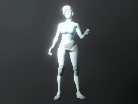 Cartoonish Female Fighter 3D Model