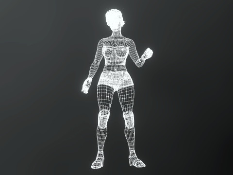 Cartoonish Female Fighter Modelo 3D