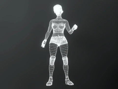 Cartoonish Female Fighter 3D Model