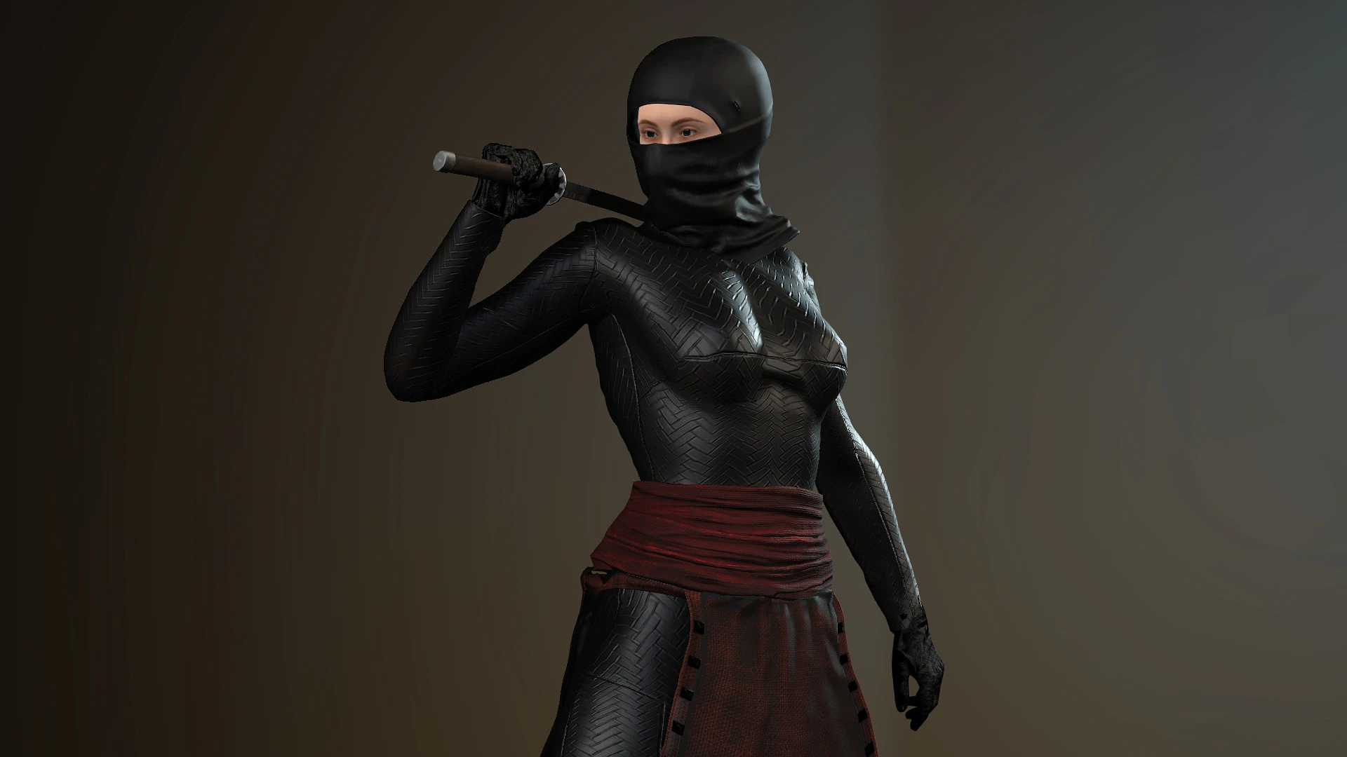 Female Ninja Warrior 3D Model .c4d .max .obj .3ds .fbx .stl .blend 