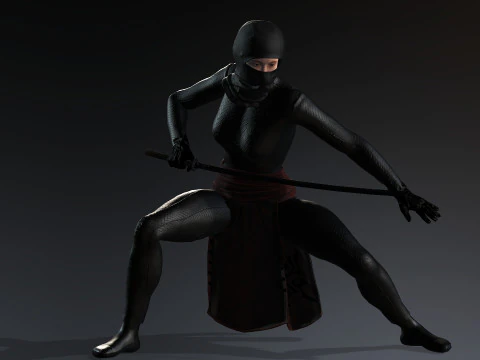 Female Ninja Warrior 3D Model
