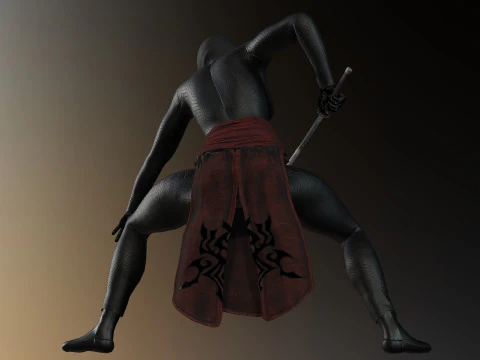 Female Ninja Warrior 3D Model