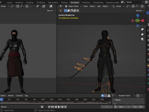Female Ninja Warrior 3D Model