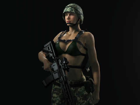 Female Marine Soldier 3D Model