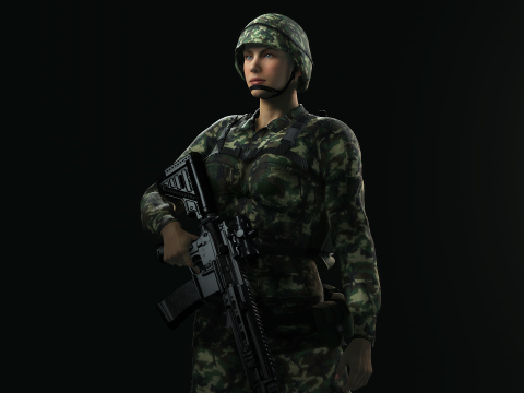 Female Marine Soldier 3D Модель
